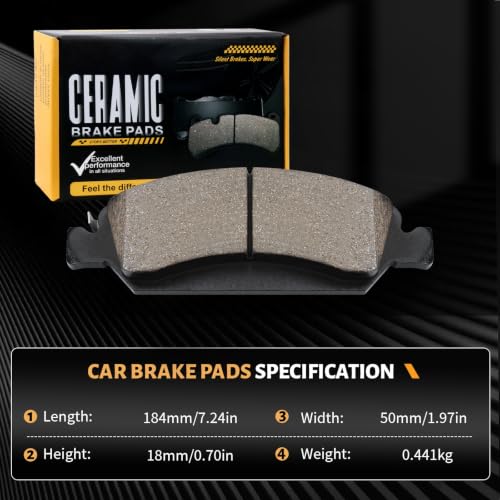 D1363 Front Ceramic Disc Brake Pad Set Fit For Cadillac Escalade 2008 ESV EST, For Chevrolet Tahoe 2008, For Chevrolet Silverado 1500 2005-2007 LT/WT, For GMC Sierra 1500 2005-2007 SLE/SLT - style: HZ1363