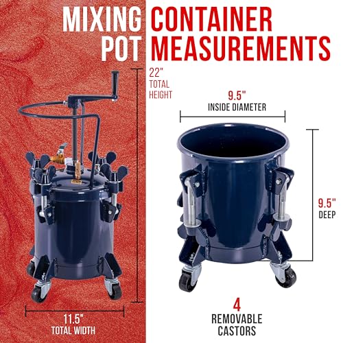 TCP Global 2.5 Gallon (10 Liter) Heavy Duty Steel Pressure Pot Paint Tank - size: 2.5 Gallon Hand Crank