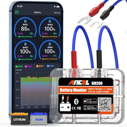ANCEL BM200 Battery Monitor Bluetooth, 12V Automotive Car Battery Tester - color: Orange