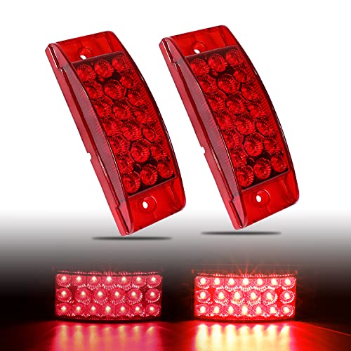 TMH 2 Pcs 6 Inch Rectangle Red Lens Light 20 LED Trailer Brake Stop Signal Lights Two Step Bright Waterproof Compatible with Trucks Super Duty Pickup Caravan SUV 12V DC - color: Red (2 Pcs)