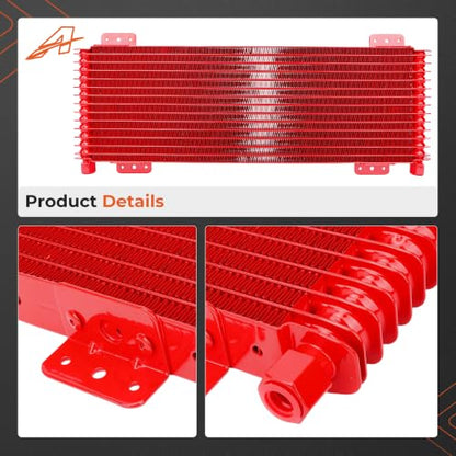 40k Transmission Cooler Kit LPD47391, Heavy Duty 40,000 GVW Low Pressure Drop Oil Cooler, Brazed Aluminum Trans Cooler Compatible with Tru-Cool 40k for Trucks, RVs & Towing Vehicles (Red) - color: Red