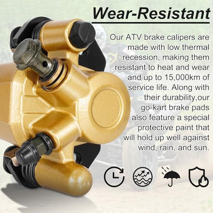 RUTU Brake Caliper for Chinese ATV Quad Golden Go Kart Brake Caliper - color: Gold, size: Left exhaust screw