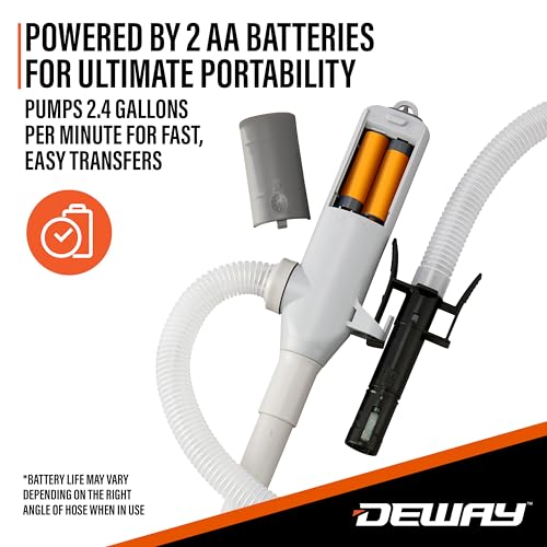 Deway Battery-Powered Stick Transfer Pump, AA, Auto-Stop, 39 In Hose - style: Auto-Stop