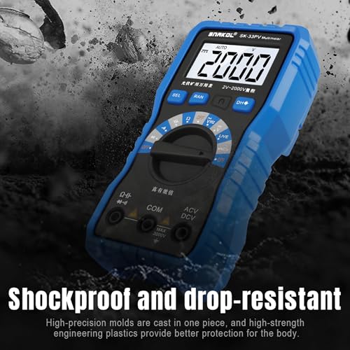 Digital Multimeter Tester, 2000V Volt Meter TRMS, High Voltage Meter for AC DC Voltage, Resistance, Continuity, Diode, Frequency Test with NCV, Backlit LCD Display, Data Hold, Auto-Ranging