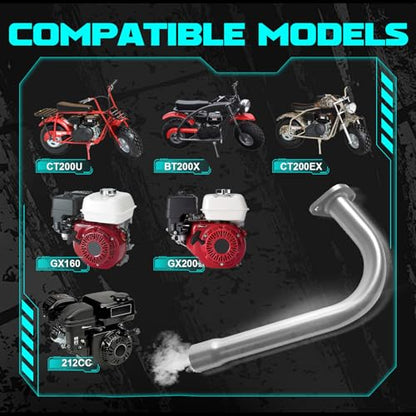 212 Exhaust Pipe For Coleman CT200U,CT200U-EX Go Kart& Mini Bike Exhaust - size: exhaust pipe