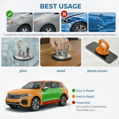 Aluminum Car Dent Puller Kit, Heavy Duty Dent Remover Tool for Car, Car dent Repair kit, Suction Cup Dent Puller, Dent Puller Kit Auto Body Dent Remove, Car Dent Suction Puller