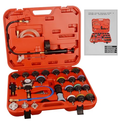 DAYUAN 28Pcs Universal Radiator Pressure Tester Kit Coolant Pressure Tester - color: Red