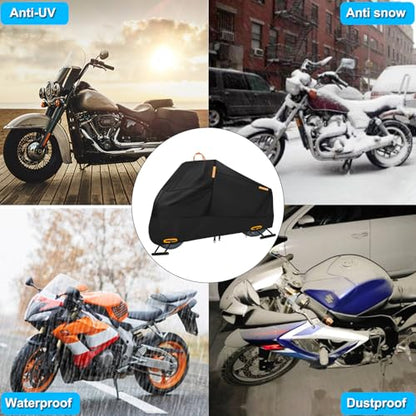 Motorcycle Cover Waterproof Outdoor, 300D Heavy Duty Motorcycle Cover for Ninja 250 300 650 1000 Yamaha YZF R1 R7 MT-09 Suzuki GSXR 600 750 1000 Scooter Cover Protection Fits up to 86" - Black - size: L (Fits up to 86")