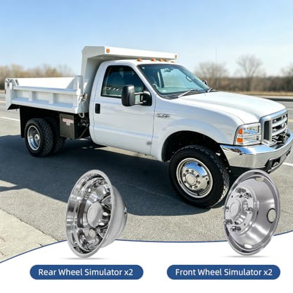 hightall 19.5 Wheel Simulators, 19.5" 10 Lug Stainless Steel Hubcaps,Polished Surface,2Pcs Front Wheel/2Pcs Rear Wheel,Bolts On Wheel Cover Set Compatible with Ford 1999-2002 F450/F550 - size: 19.5" For 1999-2002 F450 F550