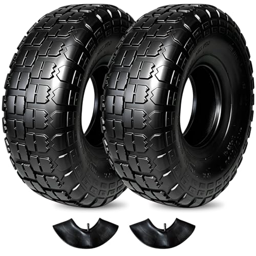 2 Sets 4.10/3.50-4 Tire and Inner Tube Set Replacement Parts for Garden Utility Wagon Cart Hand Truck Lawn Mower Snowblower Generator Go Kart Dolly Trailers High Pressure Washer
