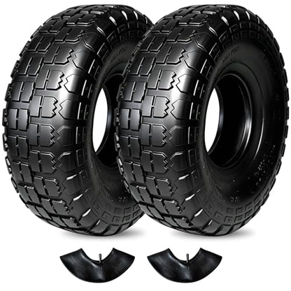 2 Sets 4.10/3.50-4 Tire and Inner Tube Set Replacement Parts for Garden Utility Wagon Cart Hand Truck Lawn Mower Snowblower Generator Go Kart Dolly Trailers High Pressure Washer