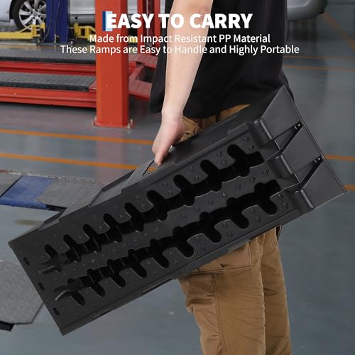 Heavy Duty Low Profile Vehicle Service Ramp – 12,000 LB Capacity Car Ramp for Oil Change & Maintenance, 6.7" Lift, Non-Slip Surface, Portable, 2-Pack – Ideal for Trucks, SUVs, Cars