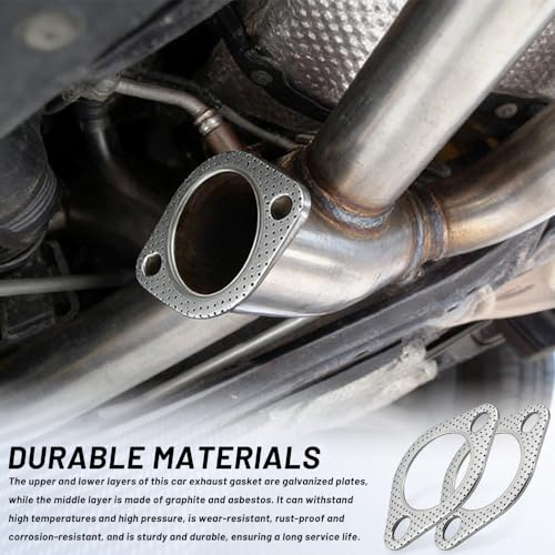 2PCS Car Exhaust Gasket, Exhaust Flange Gasket, Ultra Seal 2-Bolt 2-Inch Reinforced High Temperature Exhaust Manifold Gasket, Catalytic Converter Gasket for Most Cars Trucks (2 Inch) - color: 2 Inch