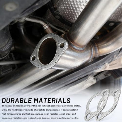 2PCS Car Exhaust Gasket, Exhaust Flange Gasket, Ultra Seal 2-Bolt 2-Inch Reinforced High Temperature Exhaust Manifold Gasket, Catalytic Converter Gasket for Most Cars Trucks (2 Inch) - color: 2 Inch