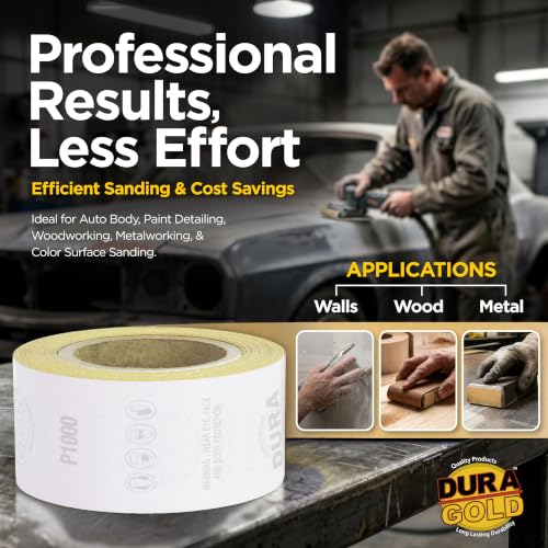Dura-Gold Gold PSA Longboard Sandpaper, 1000 Grit, 20 Yard Roll 2-3/4" Wide - size: 1000-Grit