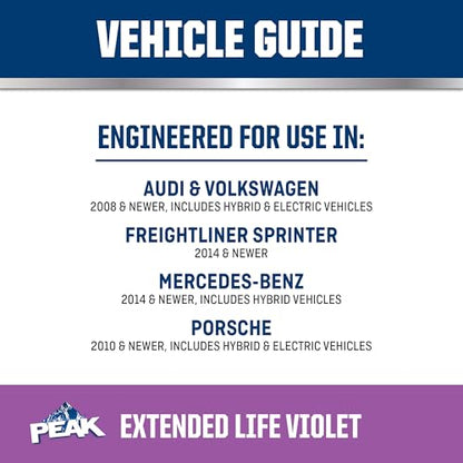 PEAK OET Extended Life Violet Concentrate Antifreeze/Coolant for European Vehicles, 1 Gal. (Pack of 2) - size: Concentrate (Pack of 2)