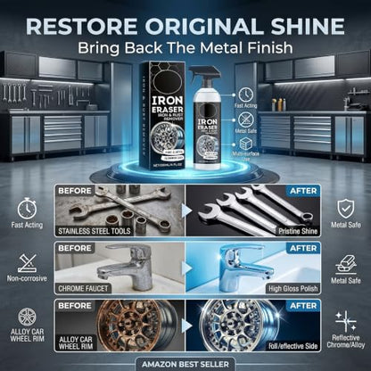Rust Remover - Rust Remover Spray, Heavy Duty Rust Remover for Metal, Iron Eraser Iron and Rust Remover for Car Wheels, Bike Chains, Garden Tools & Iron Surfaces, Works on Steel Iron Chrome Aluminum - color: 1 Pack: Rust Remover Spray