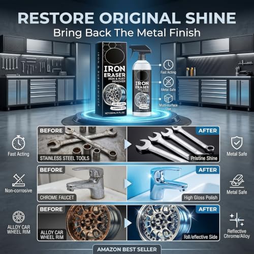 2Pack Rust Remover - Rust Remover Spray, Heavy Duty Rust Remover for Metal, Iron Eraser Iron and Rust Remover for Car Wheels, Hub, Bike Chains, Garden Tools & Iron Surfaces, 120ML*2 - color: 2 Pack: Rust Remover Spray