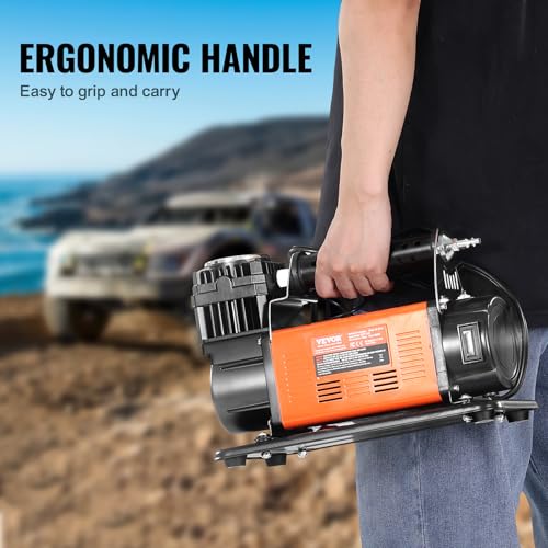 VEVOR 12V Heavy Duty Air Compressor - with Digital Pressure Gauge Tire Inflator Kit, 7.06 CFM Portable Tire Inflator, 150PSI Offroad Air Pump with Adapters for Trucks Car SUV 4 x 4 Vehicle RV - style: 7.06CFM with Digital