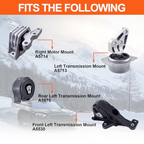 Engine Motor Mount Set & Trans Mount,Replaces A5714 A5530 A5676 A5675 - size: Srx 3.6L/3.0L Awd 10-16