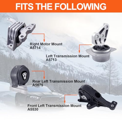 Engine Motor Mount Set & Trans Mount,Replaces A5714 A5530 A5676 A5675 - size: Srx 3.6L/3.0L Awd 10-16