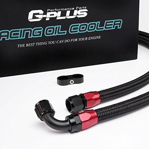 G-PLUS 25 Row AN10 Engine Transmission Oil Cooler Kit + Oil Cooler Sandwich Plate - color: Black, size: LS1 LS2 LS3 LSX VE HSV