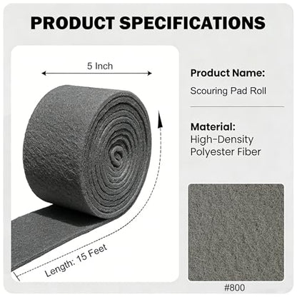 5 Inch *15 Feet 800 Grit Grey Maroon General Purpose Scuff Pads, Scuffing, Hand Scouring Pad, Sanding Pad, Paint Primer Prep Scratch - Surface Preparation Pad for Car Auto Body Woodworking - style: 800 Grit Grey