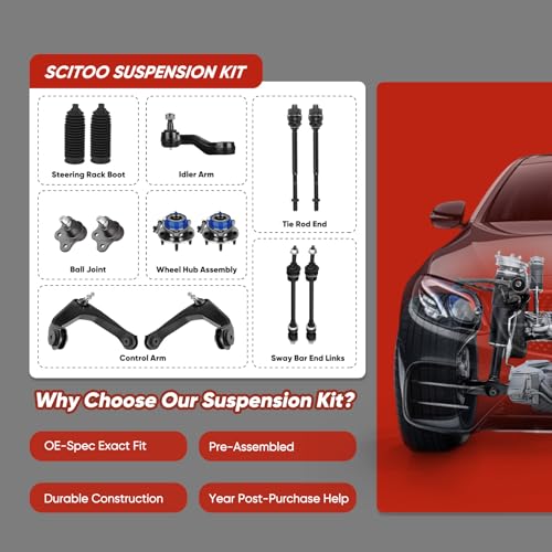 SCITOO 12PC Front Suspension Kit for Honda CR-V 1997-2001 Inner Tie Rod Ends Lower Ball Joints Lower Control Arms Outer Tie Rod Ends Upper Control Arms Upper Shock Mount Bushing Auto Parts - color: Control Arm+Tie Rod+Sway Bar+Ball Joint, size: For Honda