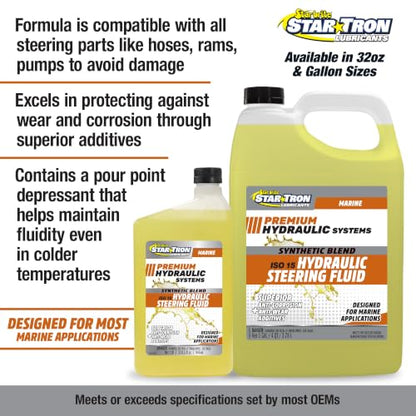 STAR BRITE Hydraulic Steering Fluid, Synthetic Blend, ISO 15, Marine-Grade - size: 1 US gal