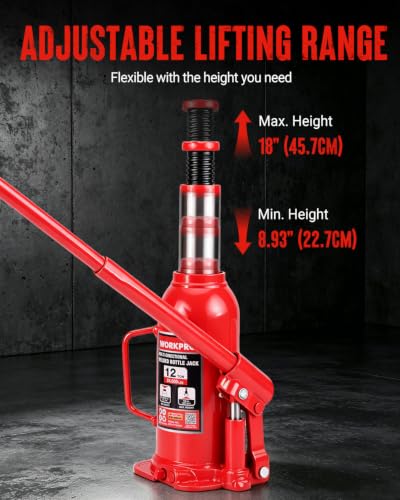 WORKPRO Bottle Jack, 12 Ton Heavy Duty Multi-Directional Welded Bottle Jack - size: 12 Ton (Multi-Directional)