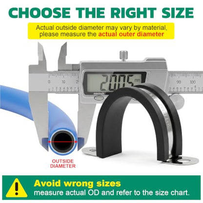 OURU 1 Inch Pipe Strap Fits 0.98"/24.9-25mm OD, Rubber U Bracket,12PCS - size: 1"