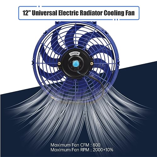 12 Inch Slim Fan Push Pull Electric Radiator Cooling Fan, Blue - color: Blue, size: 12'’
