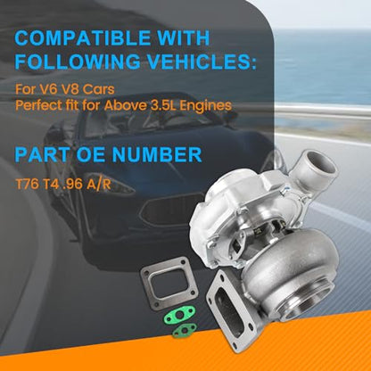T76 T4 Turbocharger 96 A/R 76mm Compressor Universal V6 V8 3.5L+ Engine