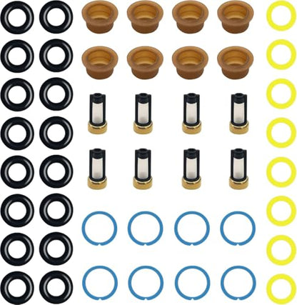 JA&MIU 48PCS Fuel Injector Seal Kits, Universal Repair Set Include O-Rings