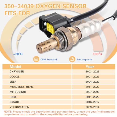 Nifeida 350-34039 15511 O2 Oxygen Sensor for Ram 1500 2500 3500 2012-2018 for Jeep Grand Cherokee 2012-2019 for Dodge Grand Caravan 2011-2019 for Chrysler Town & Country 2011-2016 - size: 350-34039