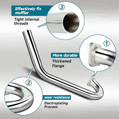 FVRITO Exhaust Pipe Muffler Silencer Kit for Predator 212cc 224cc 196cc 6.5HP Coleman CT200u BT200X CT200U-EX KT196 GX160 GX200 Mini Bike Go Kart Engine Baja Warrior MB200 Parts - color: silver