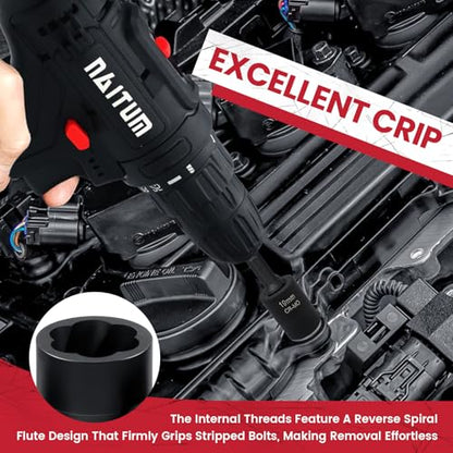 22PCS Bolt Extractor Set, 1/2" and 3/8" Drive Easy Out Stripped Locking Lug Nut Removal Tool, Ez Out Wheel Lock Remover Kit for Extracting Damaged, Broken, Rusted Nuts & Screws(Red)