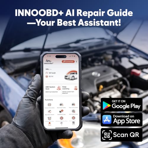 OBD2 Scanner Bluetooth No Subscription with AI, ABS SRS ENG Transmission
