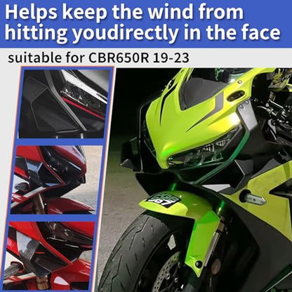 WOOGA Motorcycle Side Winglet,Motorcycle Side Spoiler Front Fairing Aerodynamic Winglets Air Deflector Wing Compatible with Ho&n&da CBR650R 2019-2023 Su&zu&ki GSX250R (Matte Black) - color: Matte Black
