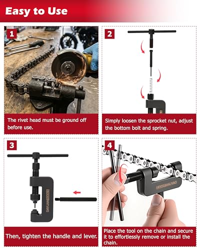 DAYUAN Motorcycle Chain Breaker Set, Chain Cutter and Riveter Kit, Red Case - color: Red