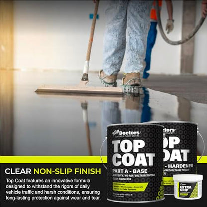 Slip Doctors Top Coat Clear Non-Skid Urethane Protective Coating for Epoxy Flake Systems, Garages and Warehouse Floors - 1 Gallon, Gloss