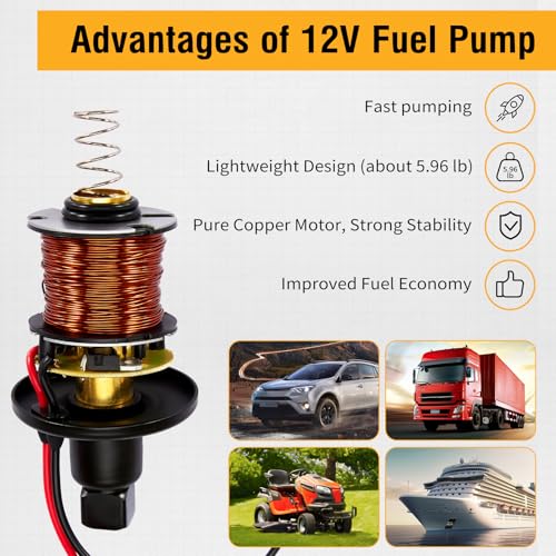 CarBole 12V Low Pressure Inline Fuel Pump 2-3.5 PSI, Electric Universal Gasoline Diesel Pump for Carburetors Cars Trucks Boats Engine Generator Replacement P60430, EP12S, 6414671 E8012S, FD0002 - size: 2-3.5 PSI + Pump Only