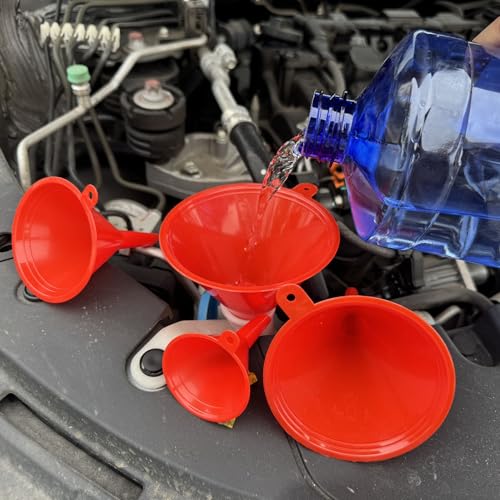 5-Piece Automotive Oil Funnel Set with Flexible Neck, Filter Screen, Wide Mouth for Gas, Oil, Coolant, Engine Oil