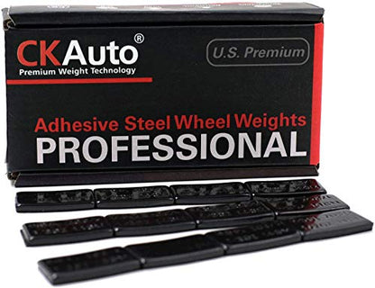 CKAuto 1/2oz, 0.5oz, Ultra Slim Low Profile, Black Adhesive Stick on Wheel Weights, 60 oz/Box, US Quality, (120pcs) - color: Black, size: 120PCS