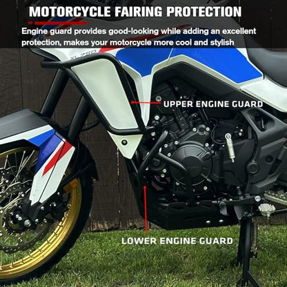 CHIFUN Engine Guard Upper Crash Bars for Honda XL750 XL 750 Transalp XL750 2023 2024 2025 Steel Motorcycle Frame Gas Fuel Tank Falling Protection Bars Replacement (Black) - size: Upper Crash Bar (1 Component)