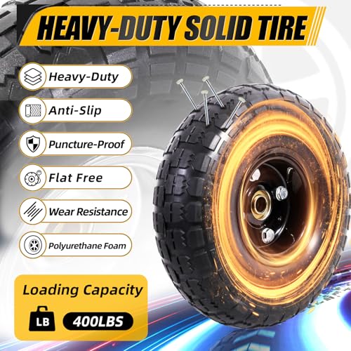 MZREXN 2-Pack 10" Flat Free Solid Tires 4.10/3.50-4 Tire and Wheel - color: Black