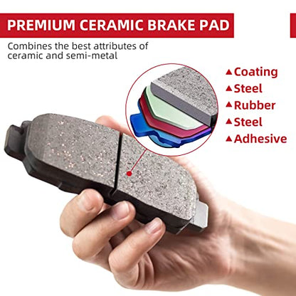 Replacement for Front & Rear Ceramic Brake Pads For Pontiac Vibe 2009-2010,For Toyota Matrix 2009-2013,For Toyota For RAV4 2006-2012 - style: D1211-D1212