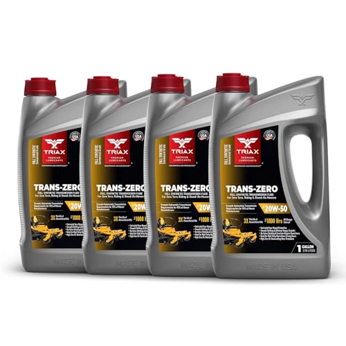 TRIAX Trans-Zero 20W-50 Full Synthetic Hydrostatic Transmission Oil | For Zero-Turn, Riding, and Stand-On Lawn Mowers | Unrivaled Year-Round Protection (4 Gallon Pack) - size: 4 Gallon Pack