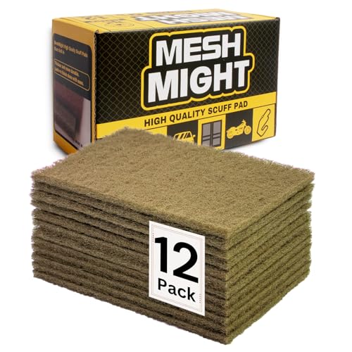 12-Pack 6"x9" Non-Woven Scuff Pads - Gold P150 Aluminum Oxide Abrasive for Scouring, Sanding, Paint Primer Prep - Automotive, Auto Body, Woodworking, Surface Preparation (Gold) - color: Gold