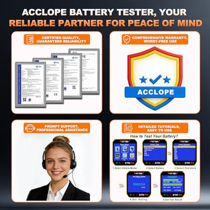 BT60 PRO 2–120Ah Battery Tester 6V/12V/24V 100–3000 CCA QR Report - color: Black-Yellow